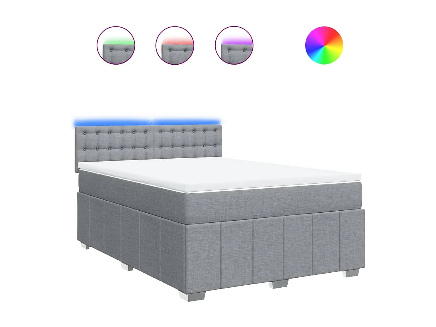 Sommier à lattes de lit avec matelas Gris clair 140x200cm Tissu