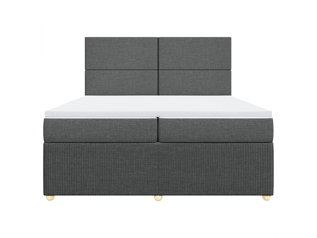 Cama box spring con colchón tela gris oscuro 200x200 cm