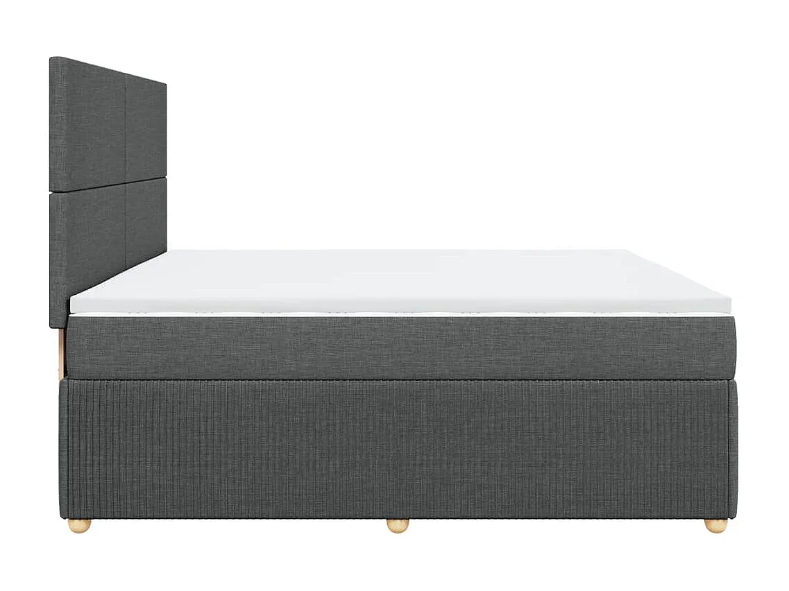 Cama box spring con colchón tela gris oscuro 200x200 cm
