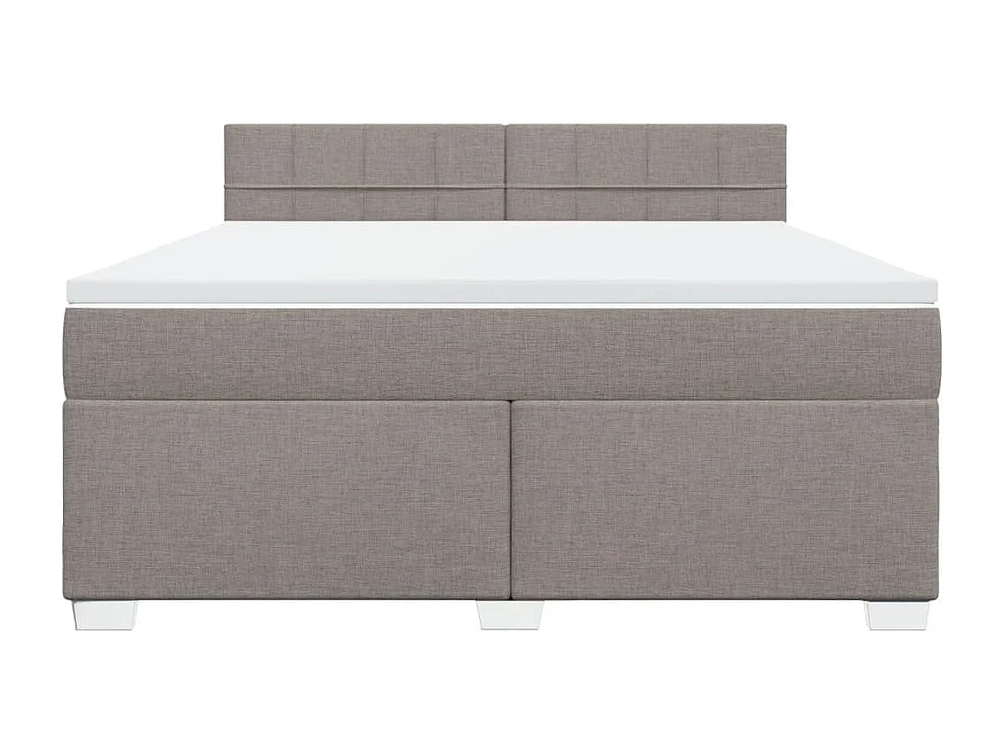 Cama box spring con colchón tela gris taupe 180x200 cm