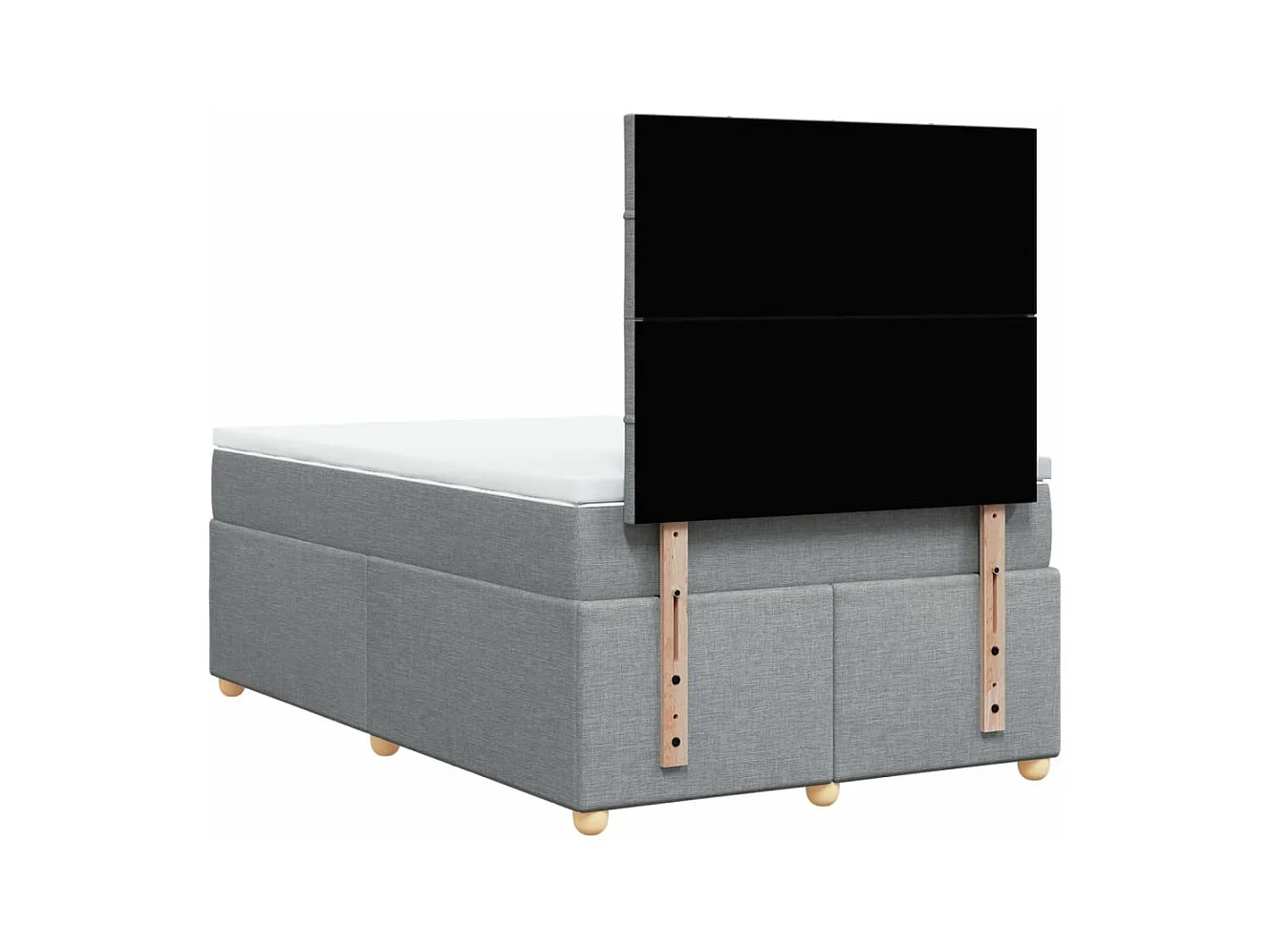 Cama box spring con colchón tela gris claro 120x190 cm