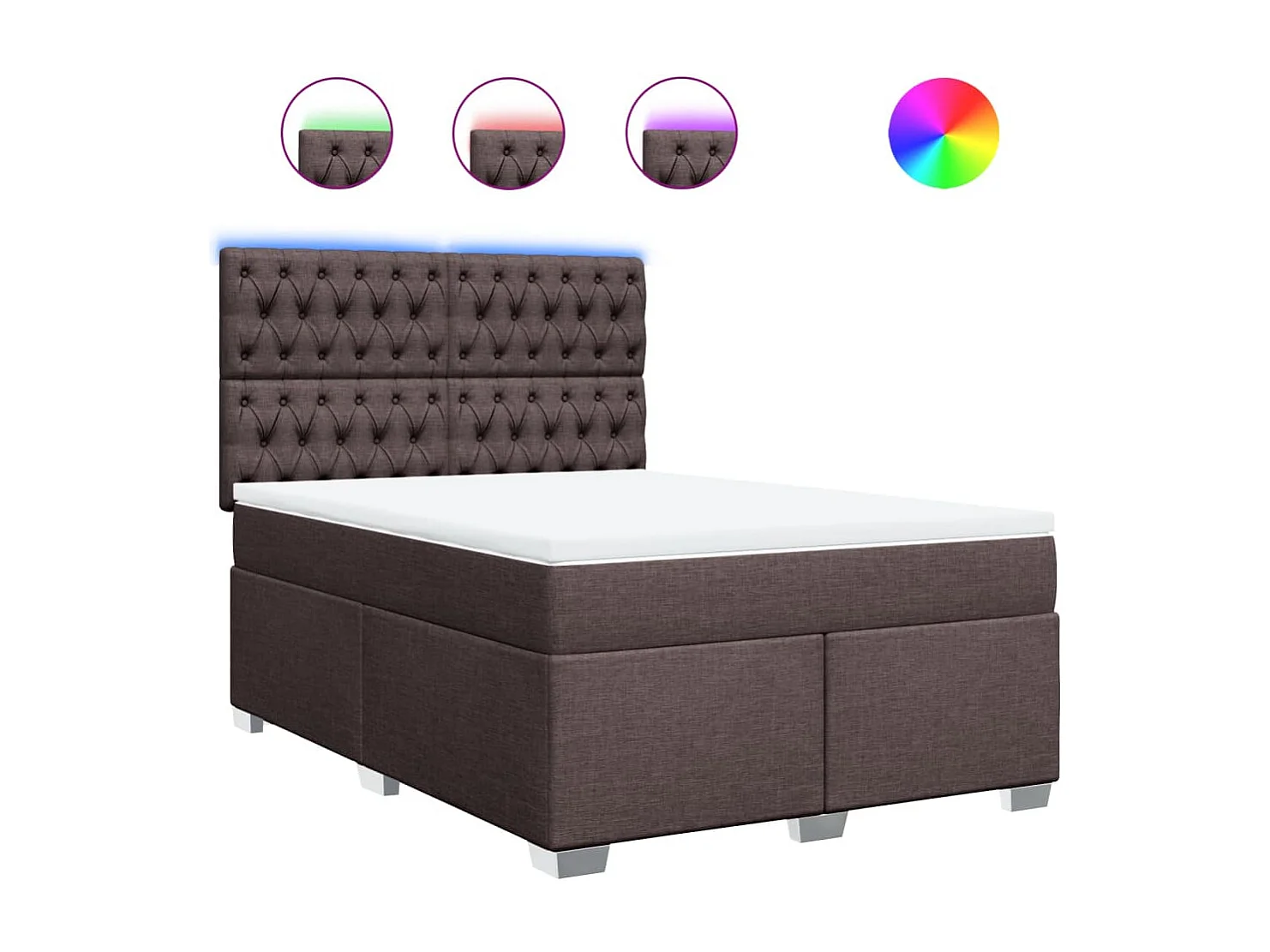 Cama box spring con colchón tela marrón oscuro 160x200 cm