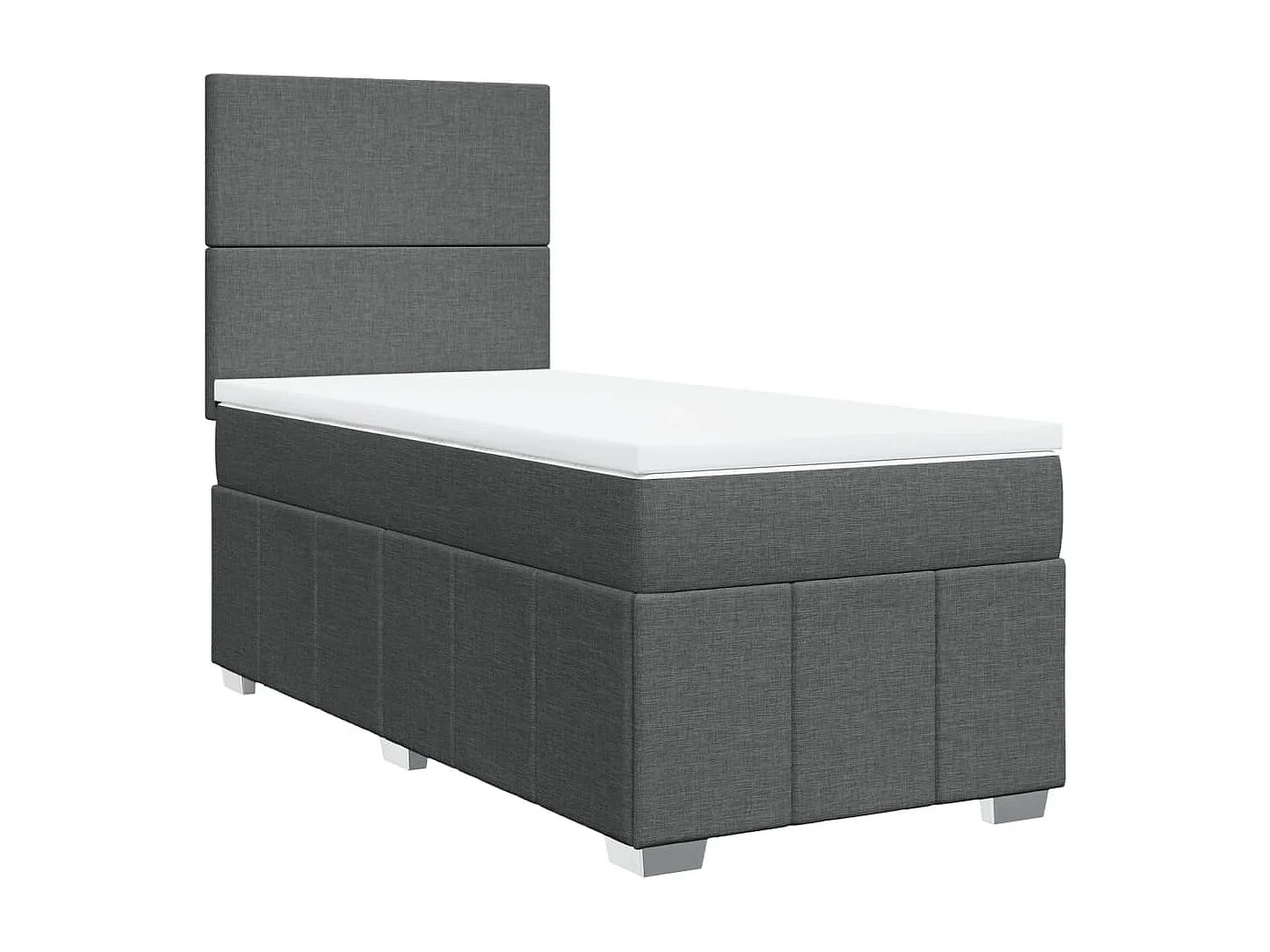 Cama box spring con colchón tela gris oscuro 90x200 cm
