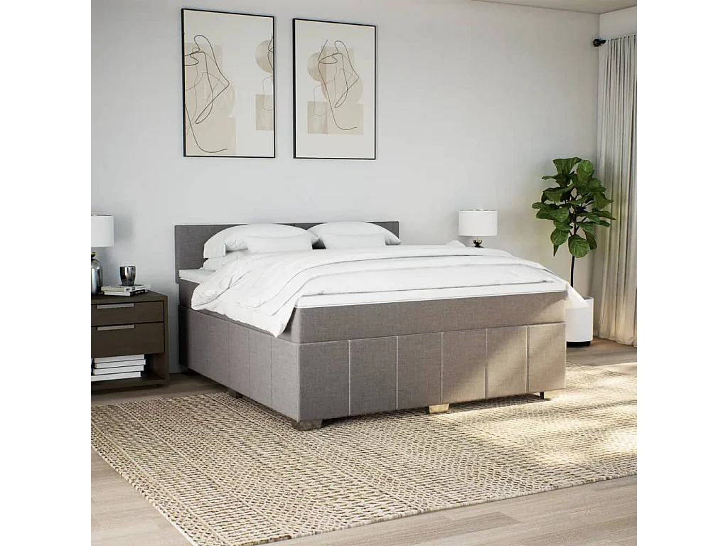 Sommier à lattes de lit avec matelas Taupe 180x200 cm Tissu