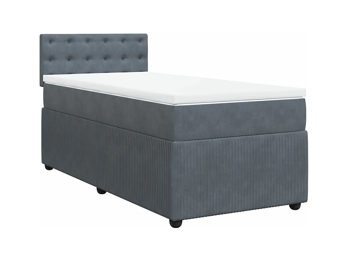 Sommier à lattes de lit et matelas Gris foncé 90x190 cm Velours