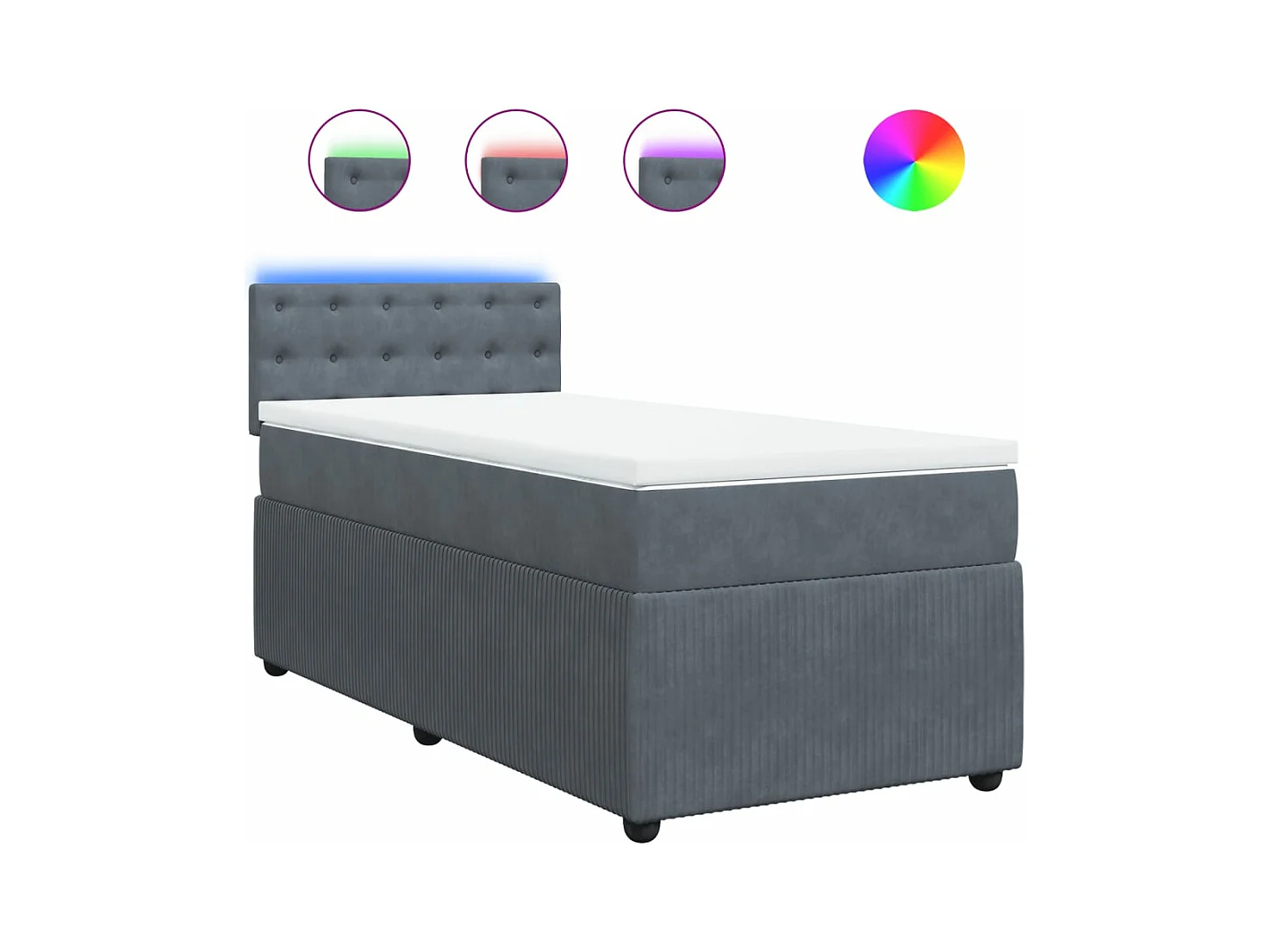 Sommier à lattes de lit et matelas Gris foncé 90x190 cm Velours