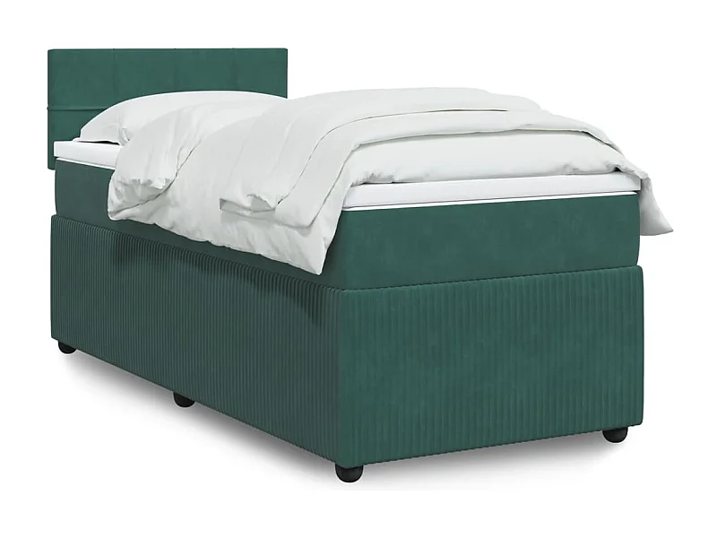 Cama box spring con colchón terciopelo verde oscuro 100x200 cm