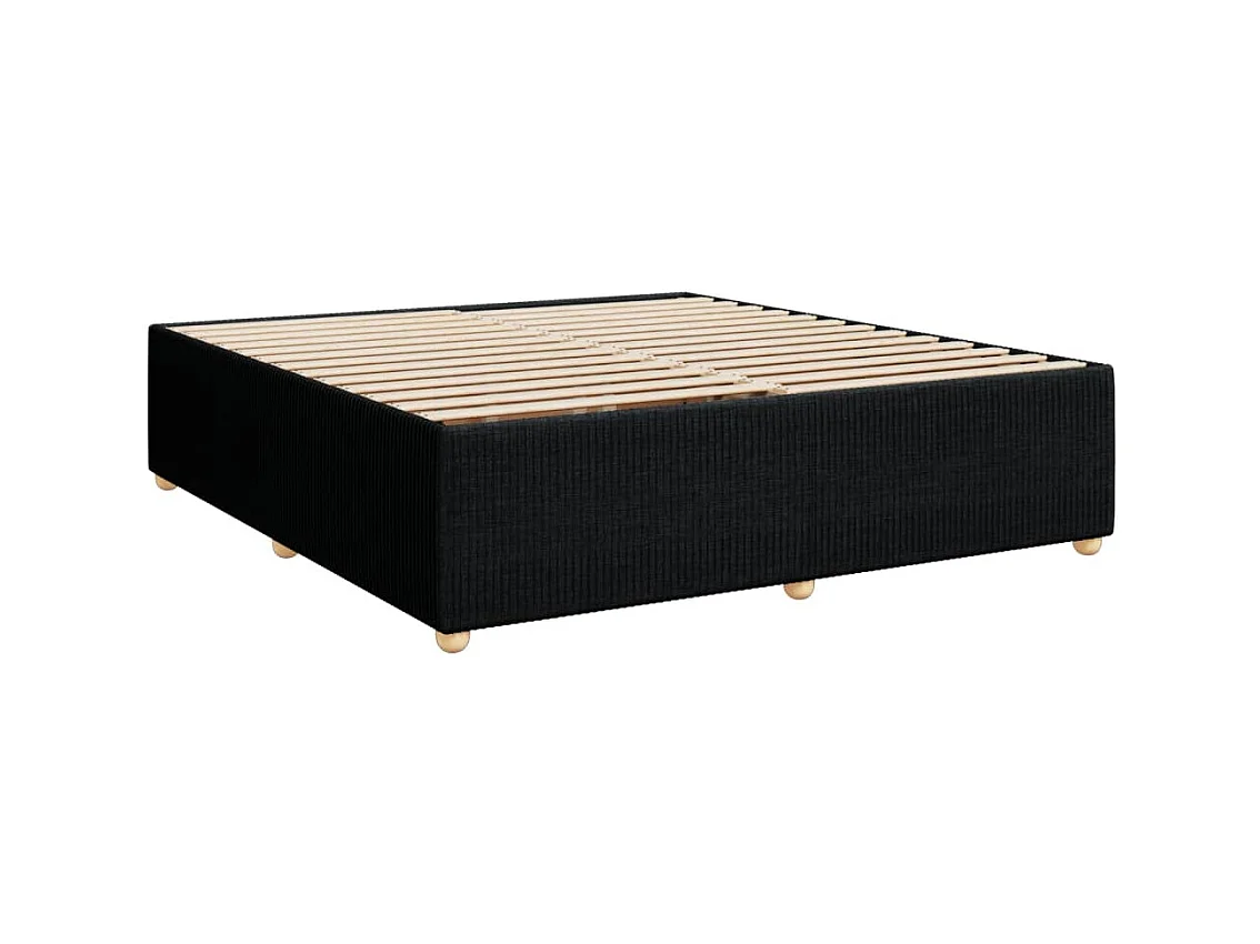 Sommier à lattes de lit avec matelas Noir 200x200 cm Tissu