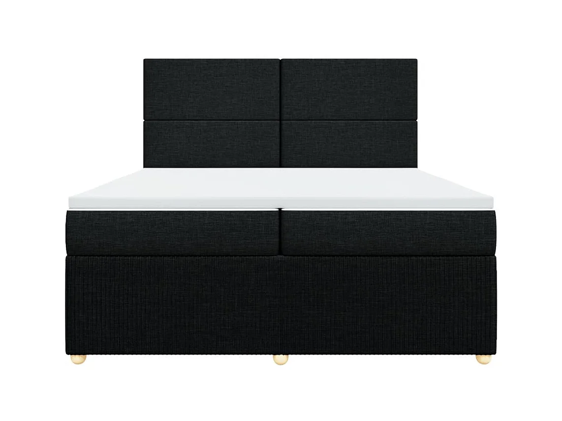 Sommier à lattes de lit avec matelas Noir 200x200 cm Tissu