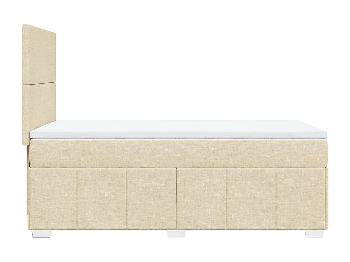 Cama box spring con colchón tela color crema 100x200 cm