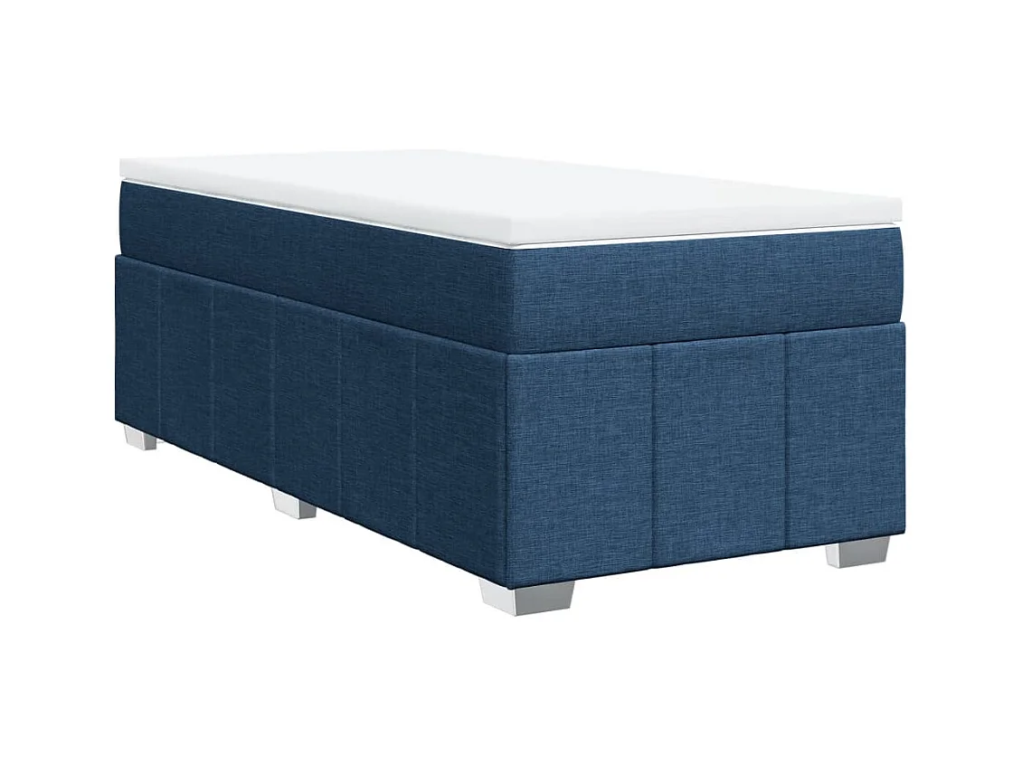 Cama com molas/colchão 90x200 cm tecido azul