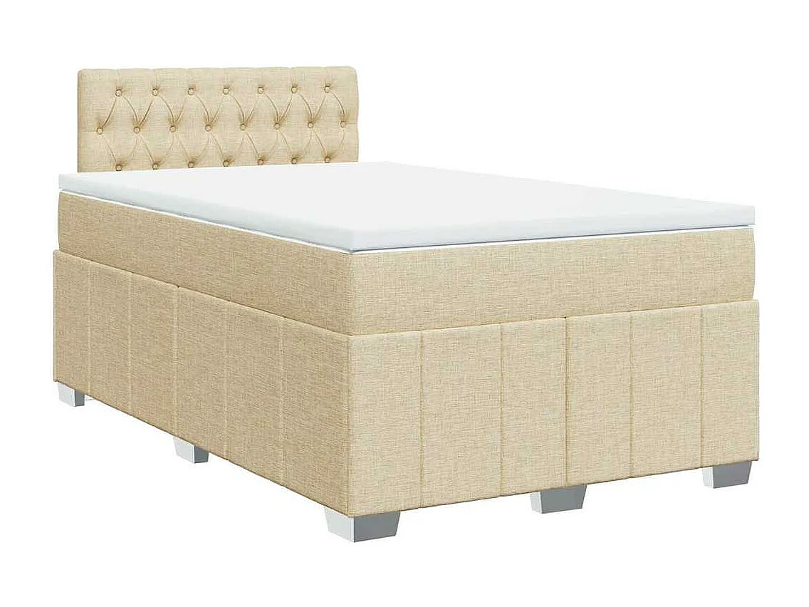 Cama box spring con colchón tela color crema 120x200 cm
