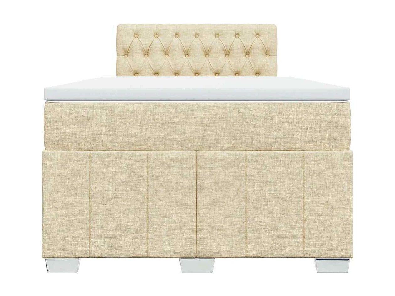 Cama box spring con colchón tela color crema 120x200 cm
