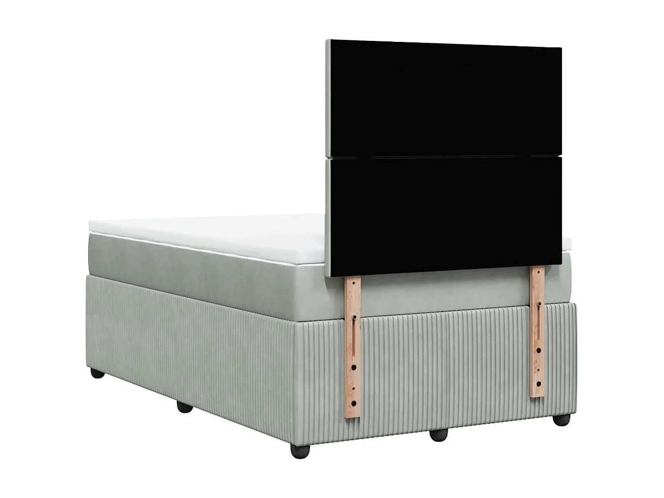 Cama box spring con colchón terciopelo gris claro 120x200 cm