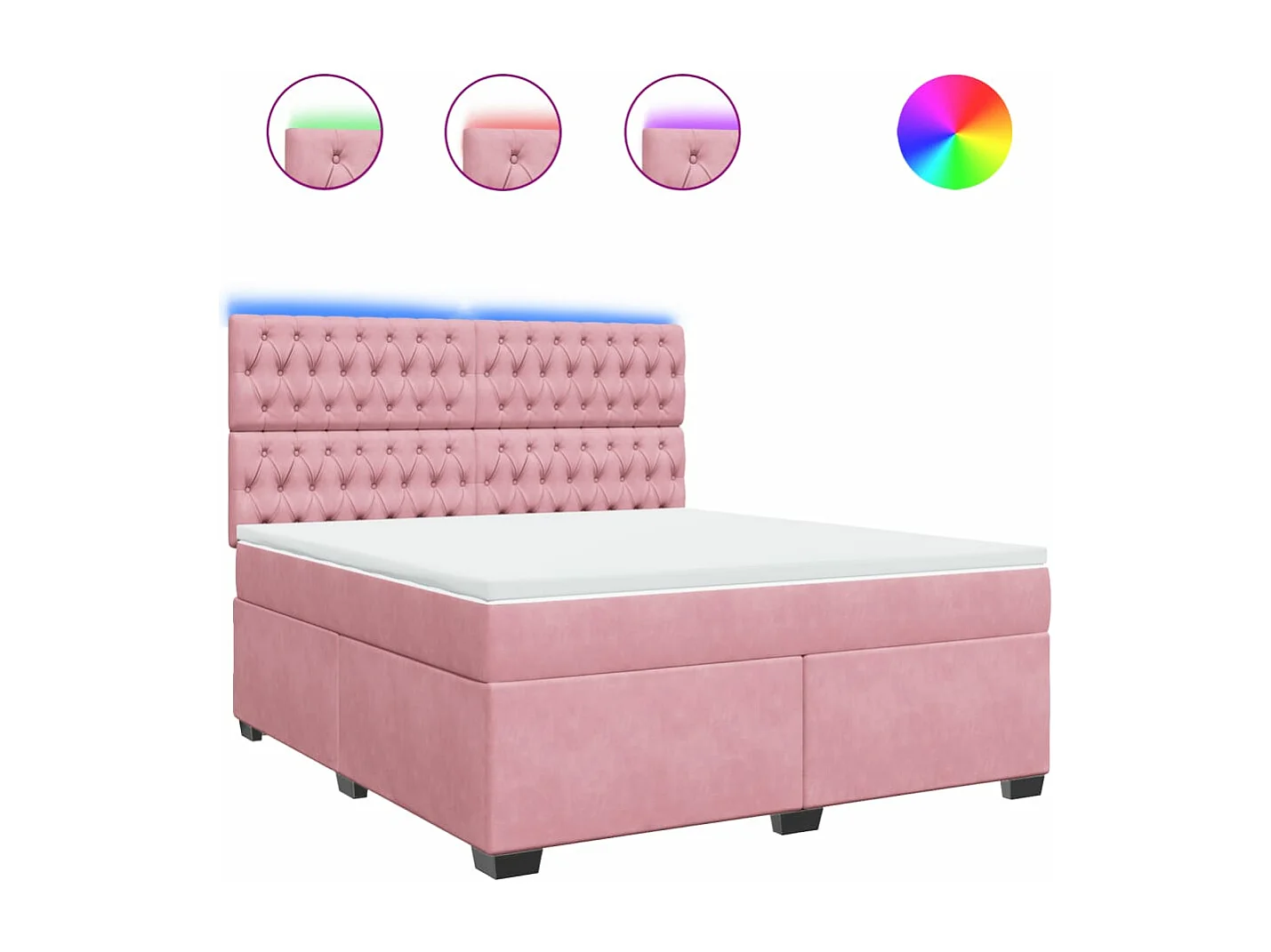 Sommier à lattes de lit avec matelas Rose 180x200 cm Velours