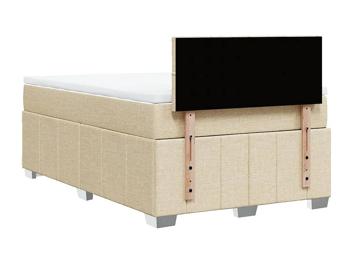 Cama box spring con colchón tela color crema 120x200 cm