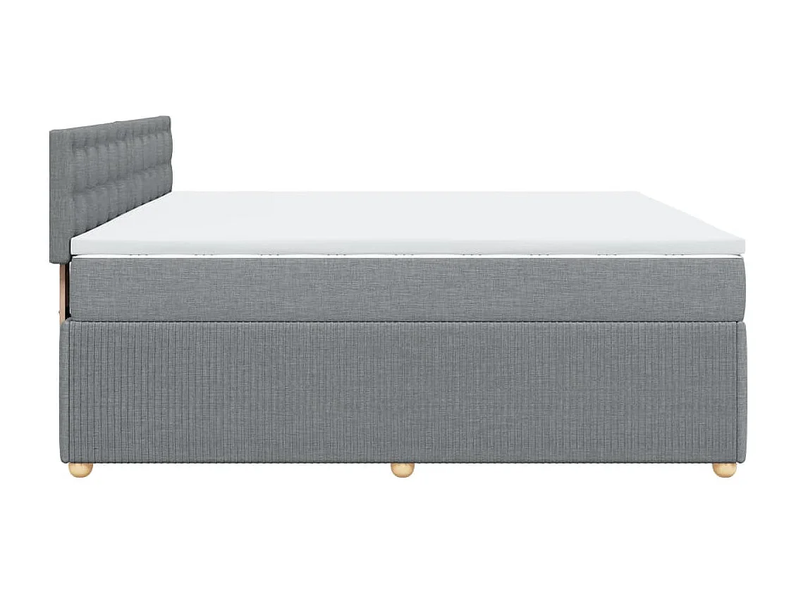 Cama box spring con colchón tela gris claro 180x200 cm