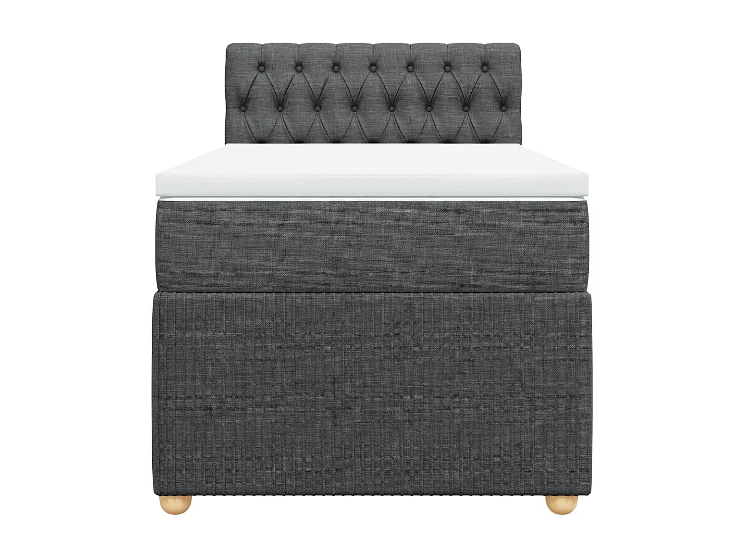 Cama box spring con colchón tela gris oscuro 90x200 cm