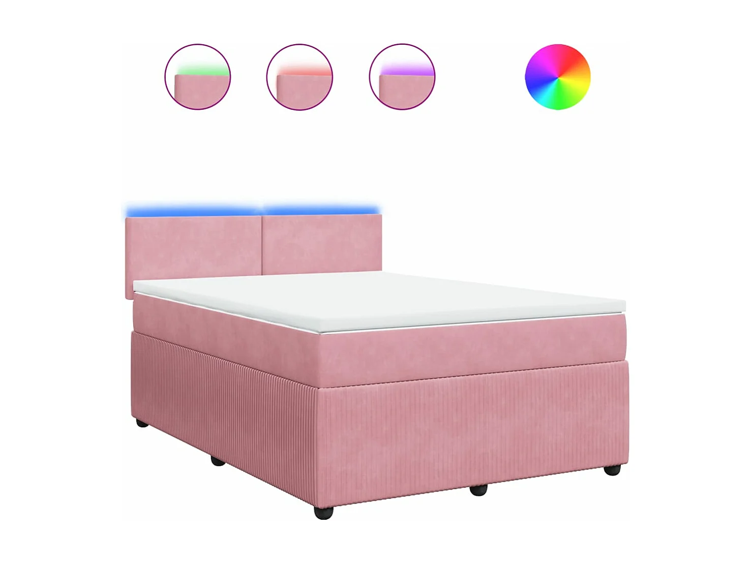 Cama box spring con colchón terciopelo rosa 140x190 cm