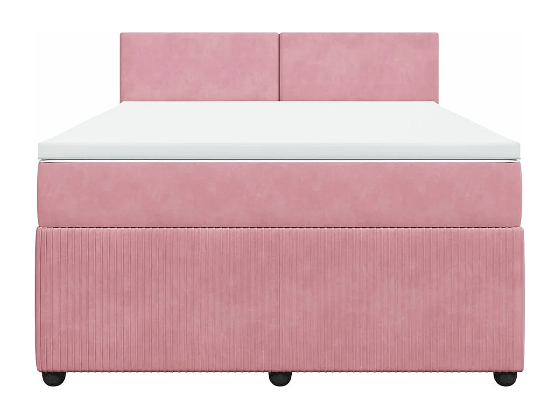 Cama box spring con colchón terciopelo rosa 140x190 cm