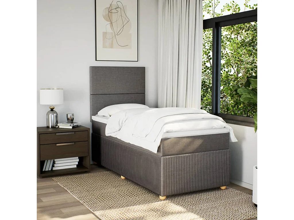 Sommier à lattes de lit avec matelas Taupe 90x200 cm Tissu