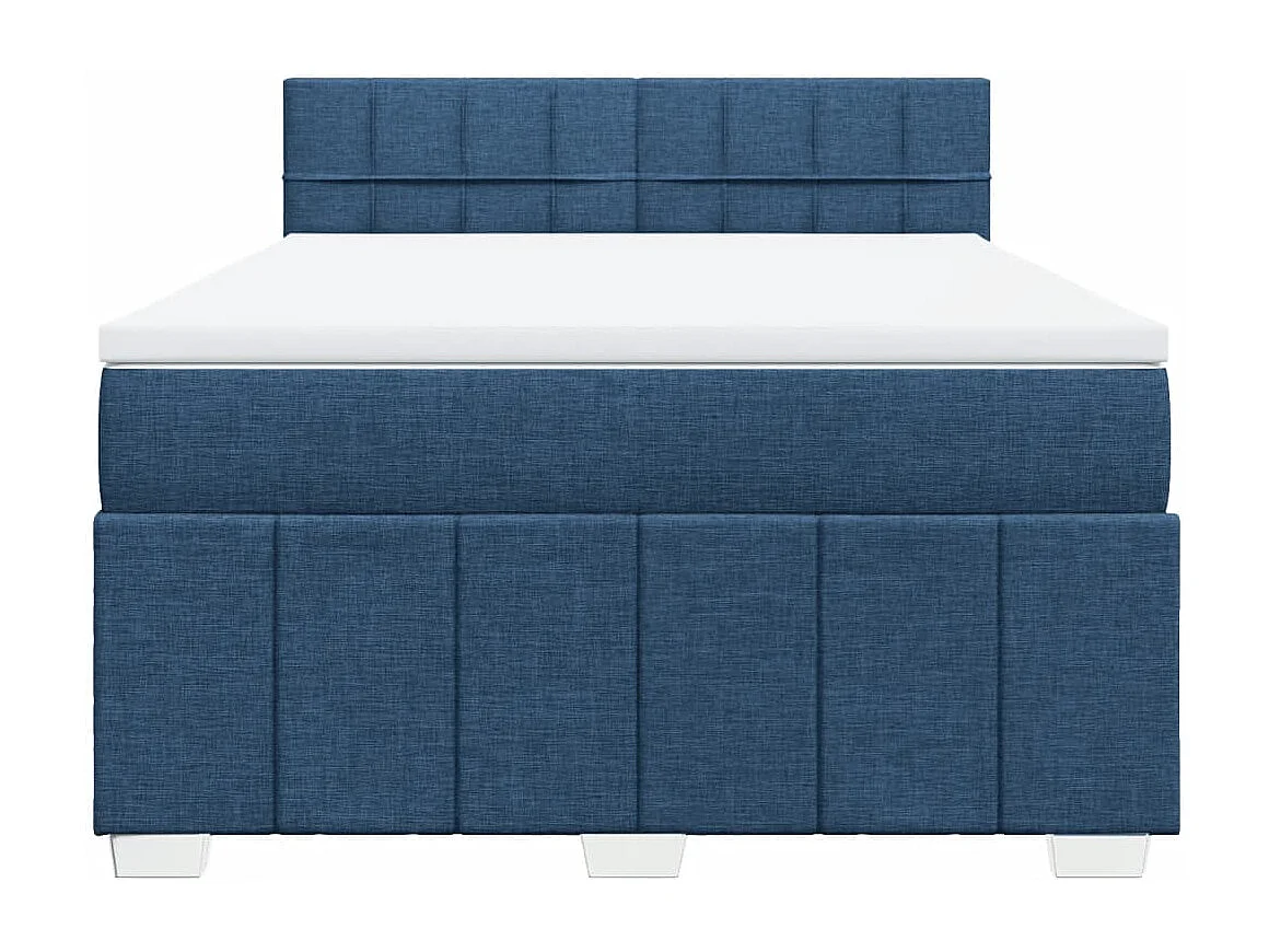 Sommier à lattes de lit avec matelas Bleu 160x200 cm Tissu
