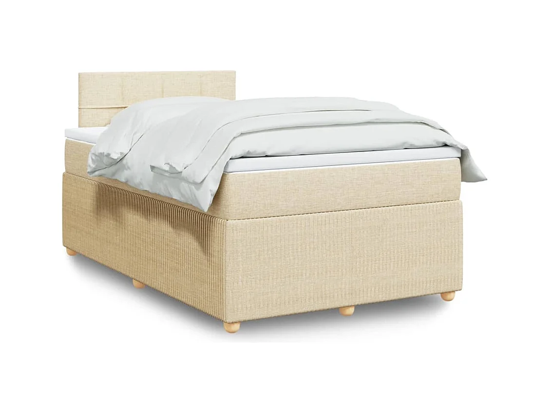 Cama boxspring com colchão 120x190 cm tecido cor creme
