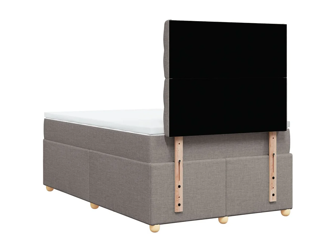 Cama box spring con colchón tela gris taupe 120x200 cm