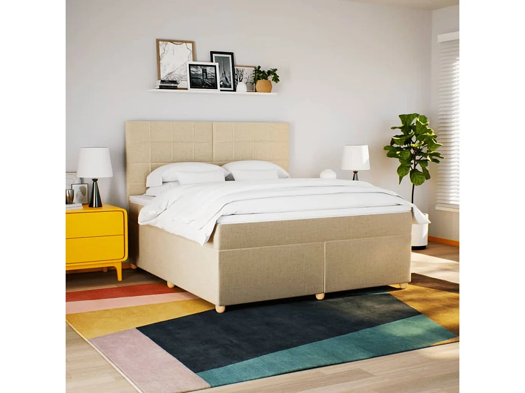 Cama com molas/colchão 180x200 cm tecido cor creme