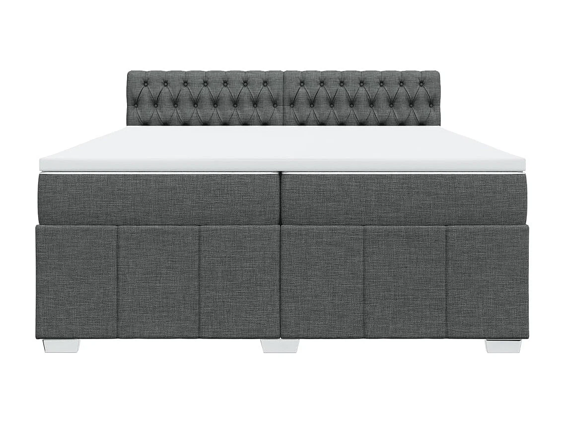 Sommier à lattes de lit avec matelas Gris foncé 200x200cm Tissu