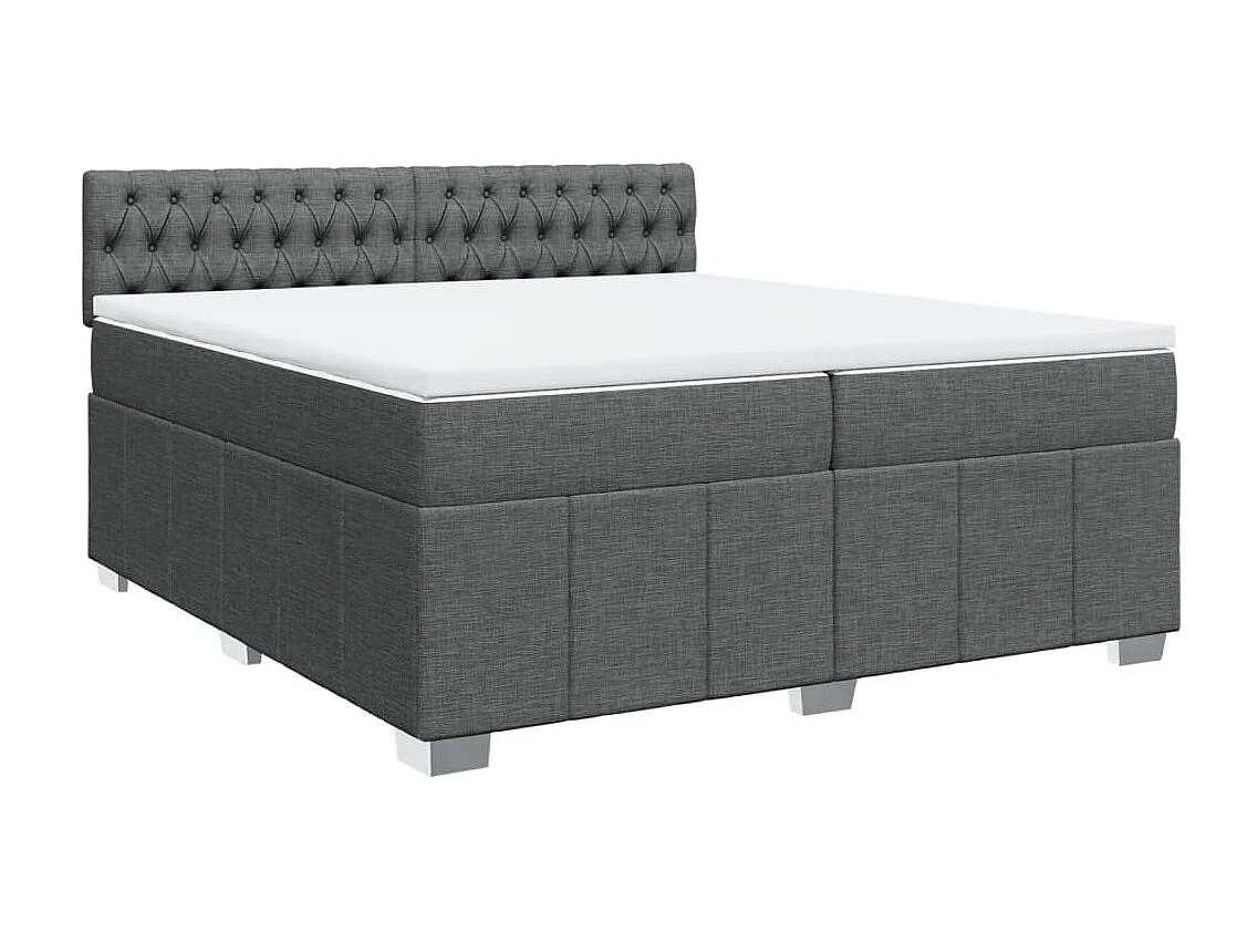 Cama com molas/colchão 200x200 cm tecido cinzento-escuro