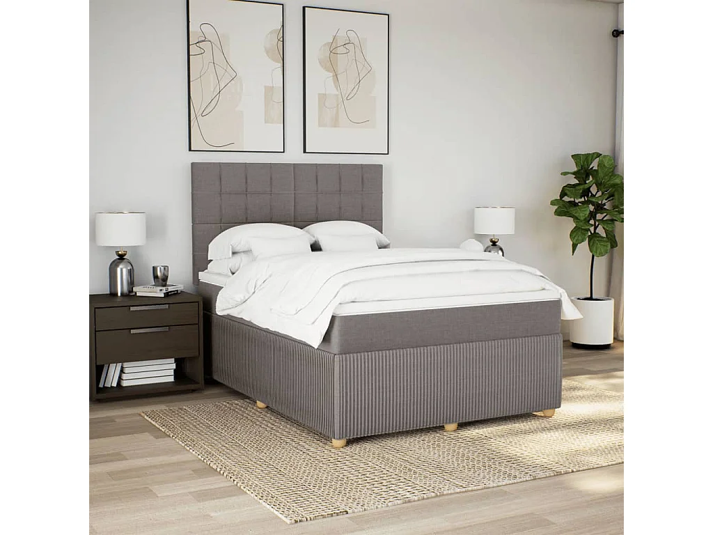 Cama com molas/colchão 140x190 cm tecido castanho-acinzentado