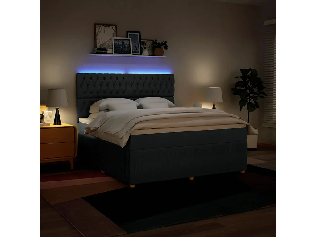 Boxspring met matras stof blauw 180x200 cm