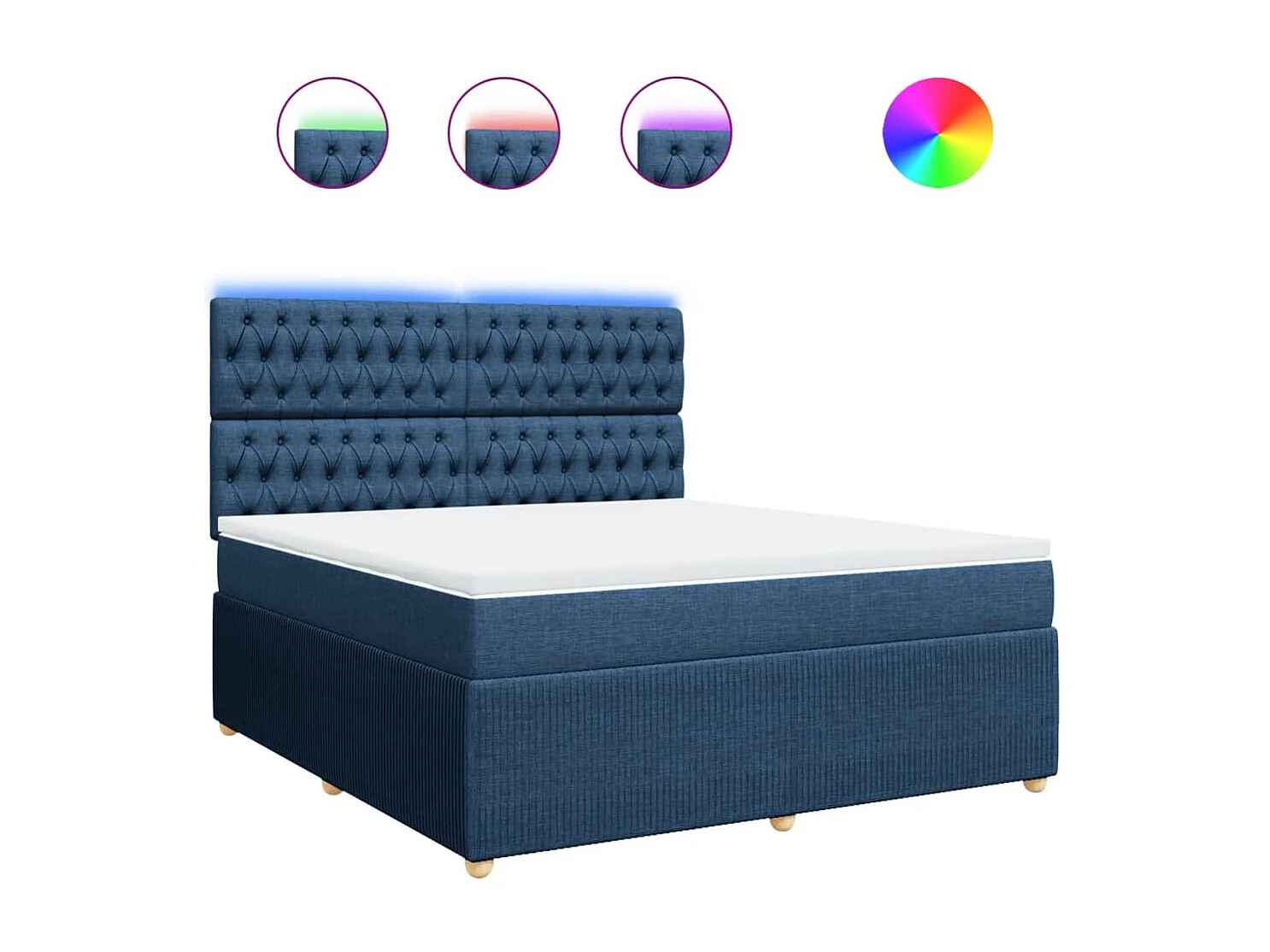 Sommier à lattes de lit avec matelas Bleu 180x200 cm Tissu