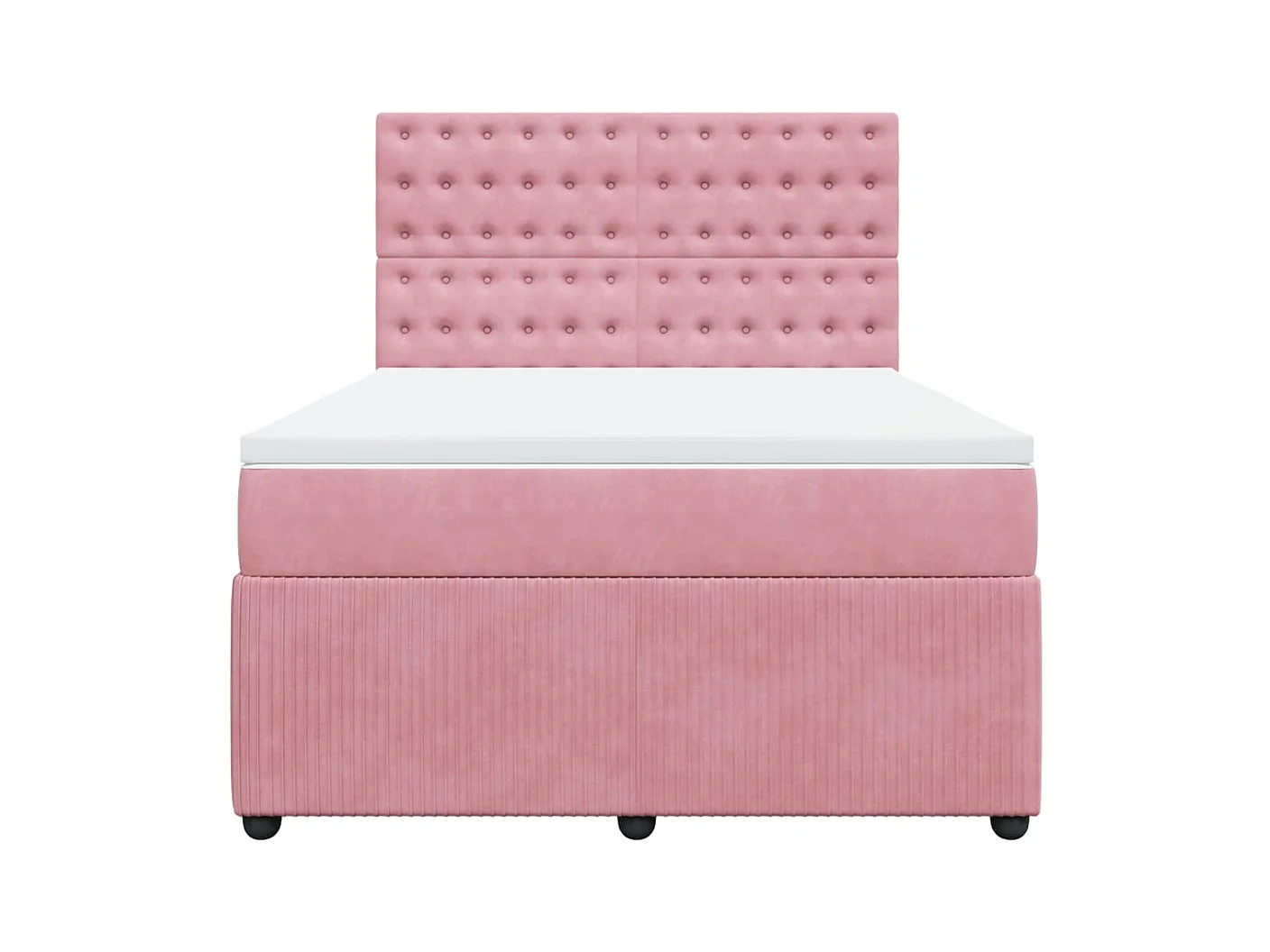 Cama box spring con colchón terciopelo rosa 140x200 cm