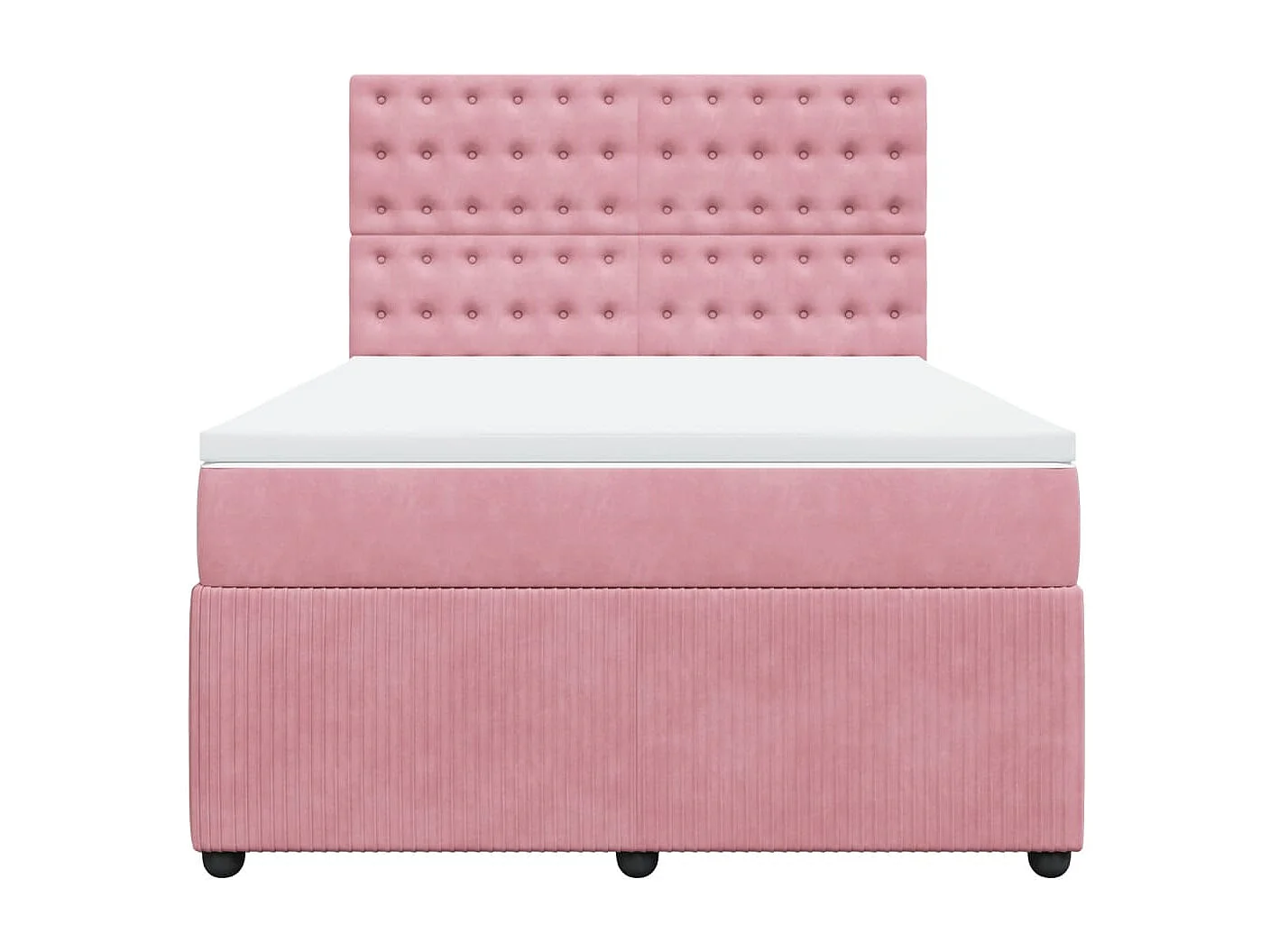Cama box spring con colchón terciopelo rosa 140x200 cm