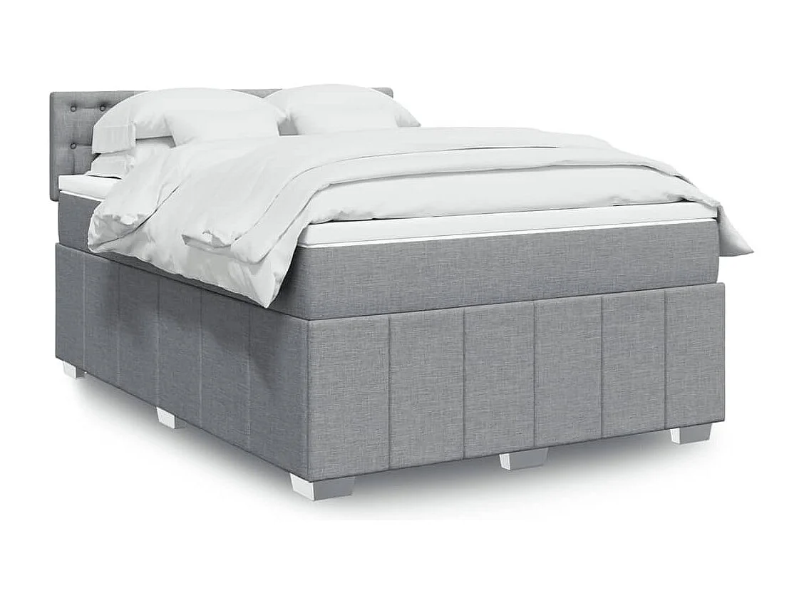 Boxspring met matras stof lichtgrijs 140x190 cm