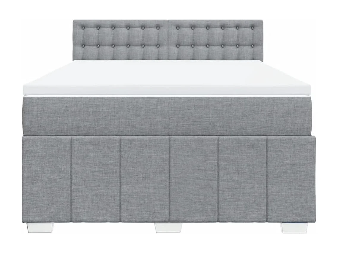 Cama box spring con colchón tela gris claro 140x190 cm