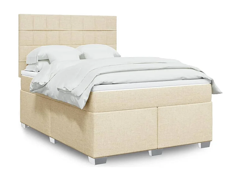 Cama com molas/colchão 160x200 cm tecido cor creme