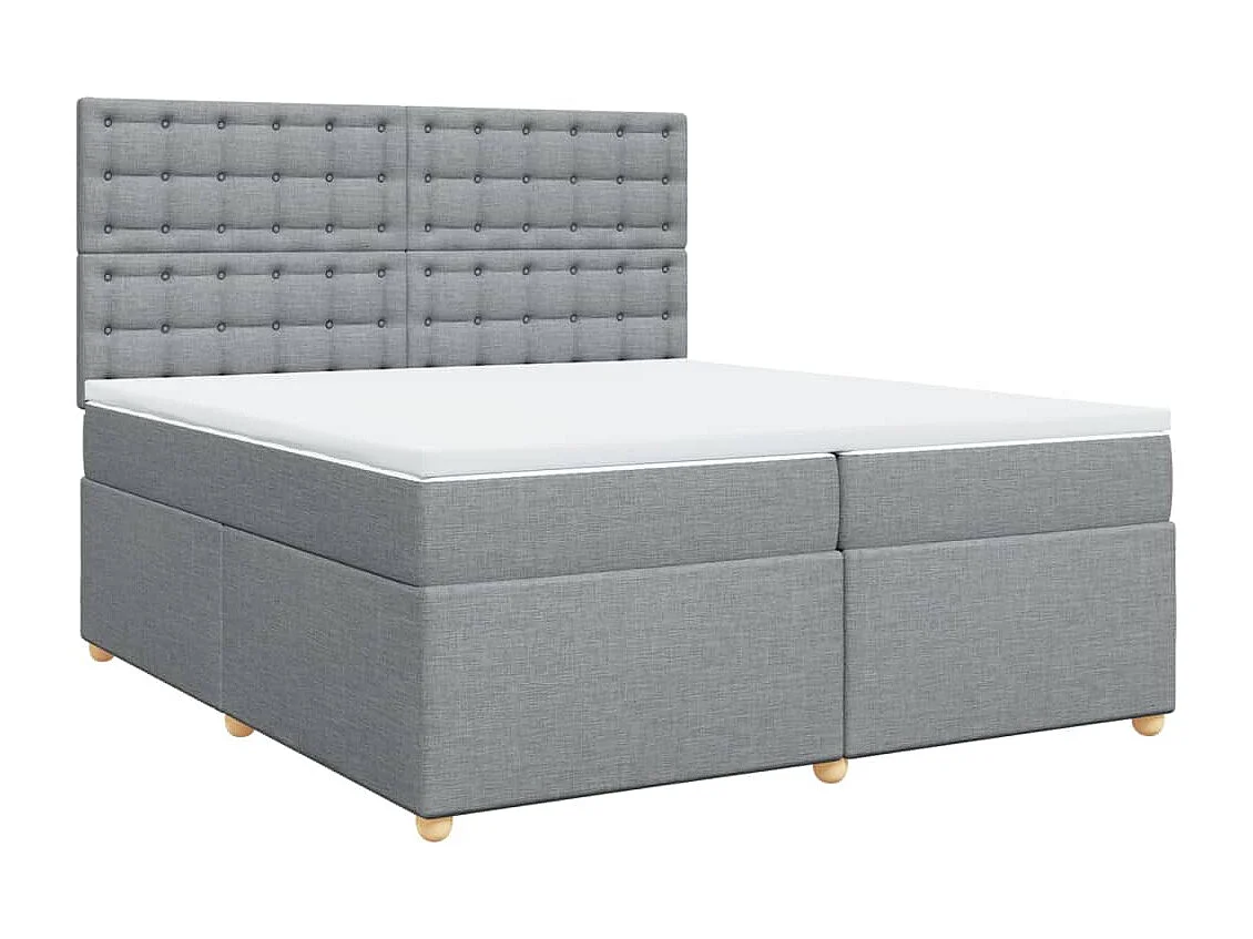 Cama box spring con colchón tela gris claro 200x200 cm