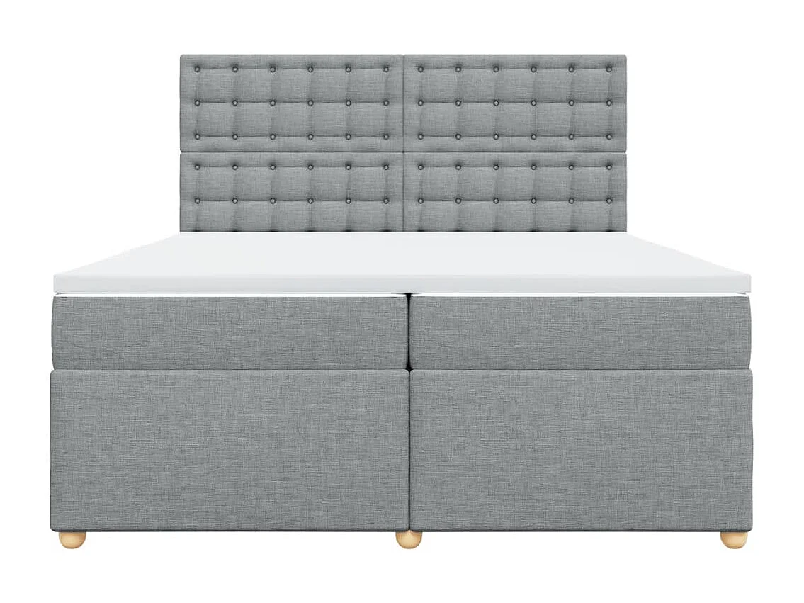 Cama box spring con colchón tela gris claro 200x200 cm
