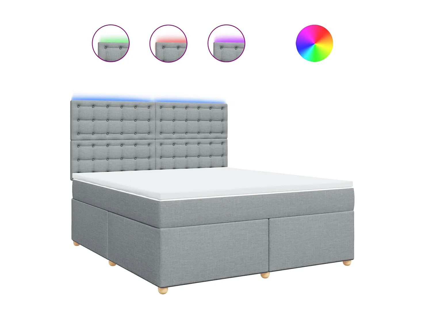 Sommier à lattes de lit avec matelas Gris clair 180x200cm Tissu