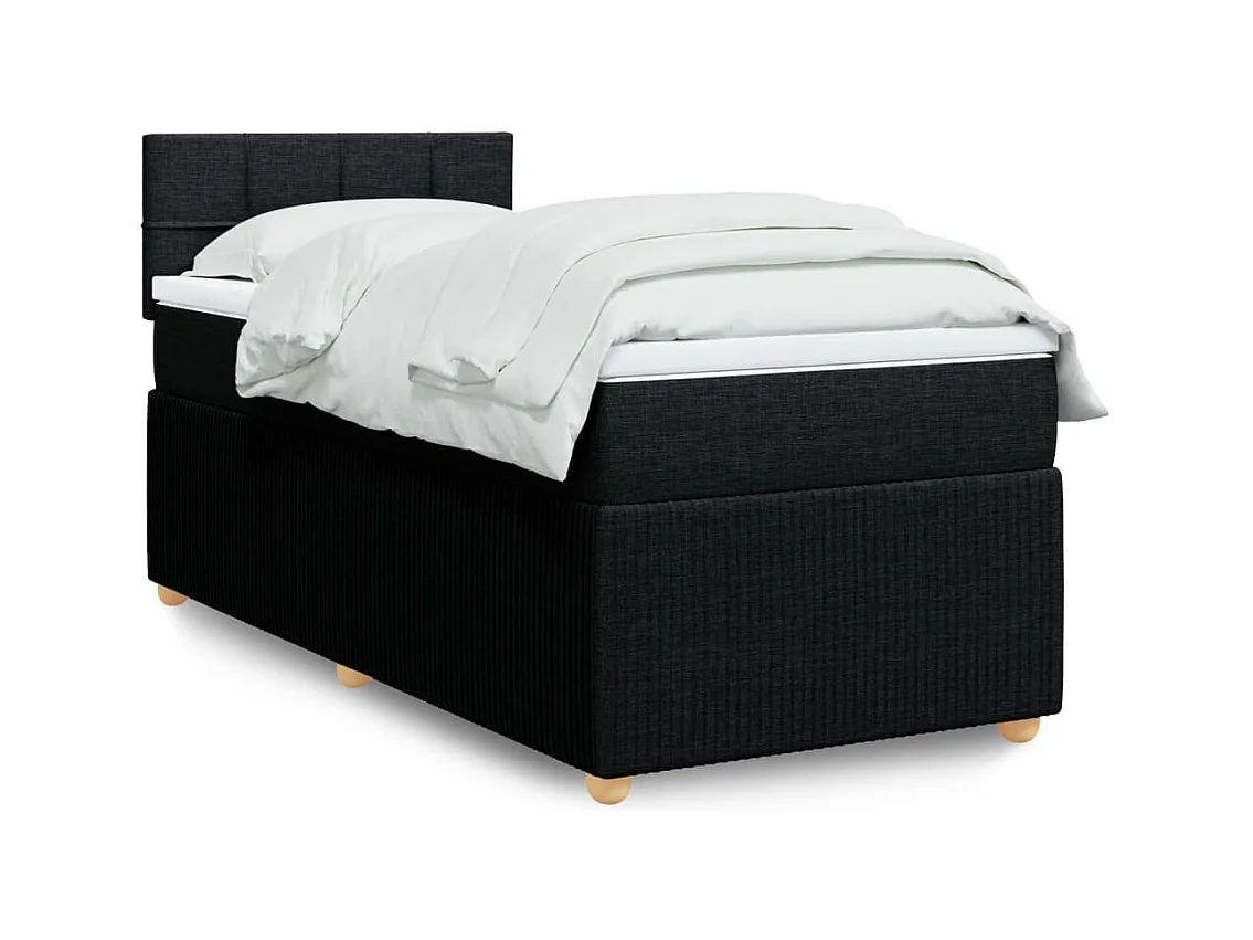 Sommier à lattes de lit avec matelas Noir 100x200 cm Tissu