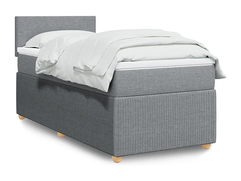 Sommier à lattes de lit avec matelas Gris clair 90x200 cm Tissu
