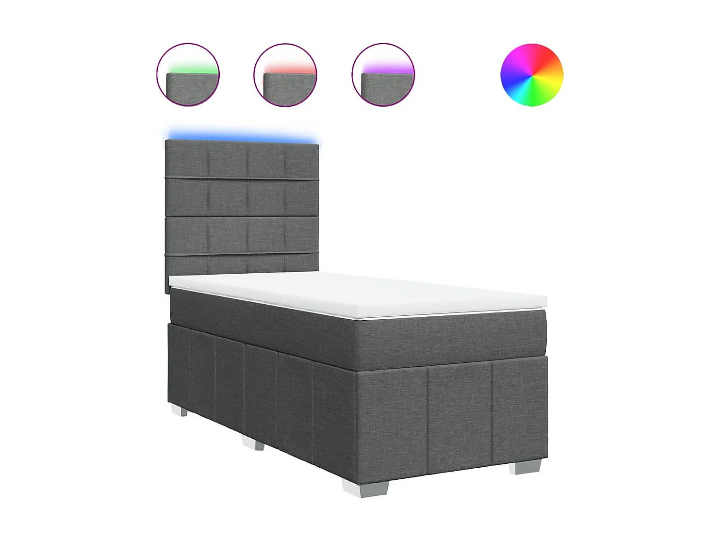 Sommier à lattes de lit avec matelas Gris foncé 90x200 cm Tissu