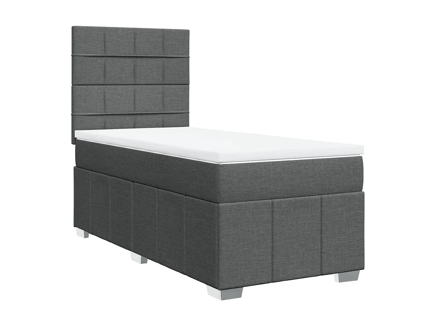 Sommier à lattes de lit avec matelas Gris foncé 90x200 cm Tissu