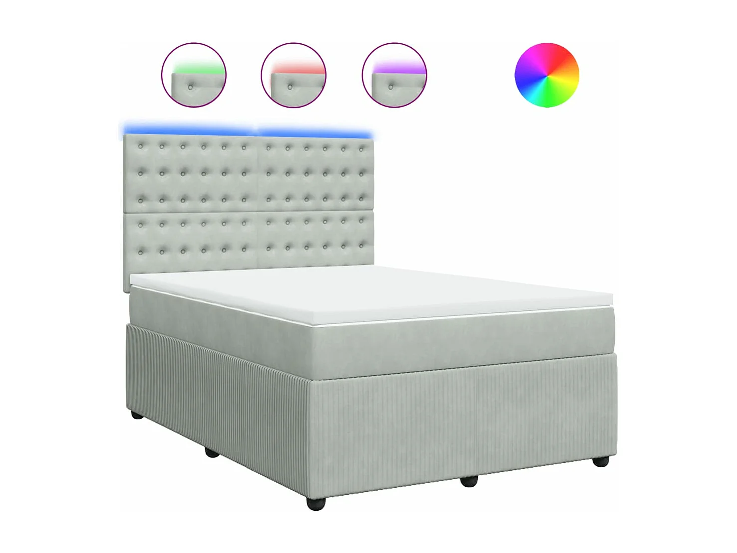 Sommier à lattes de lit et matelas Gris clair 140x200cm Velours