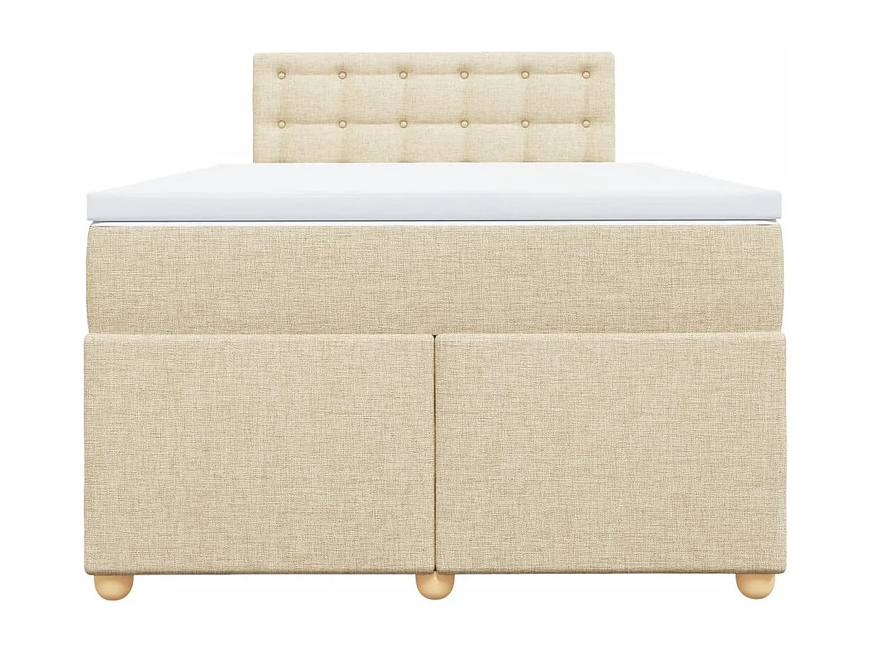 Cama box spring con colchón tela color crema 120x200 cm