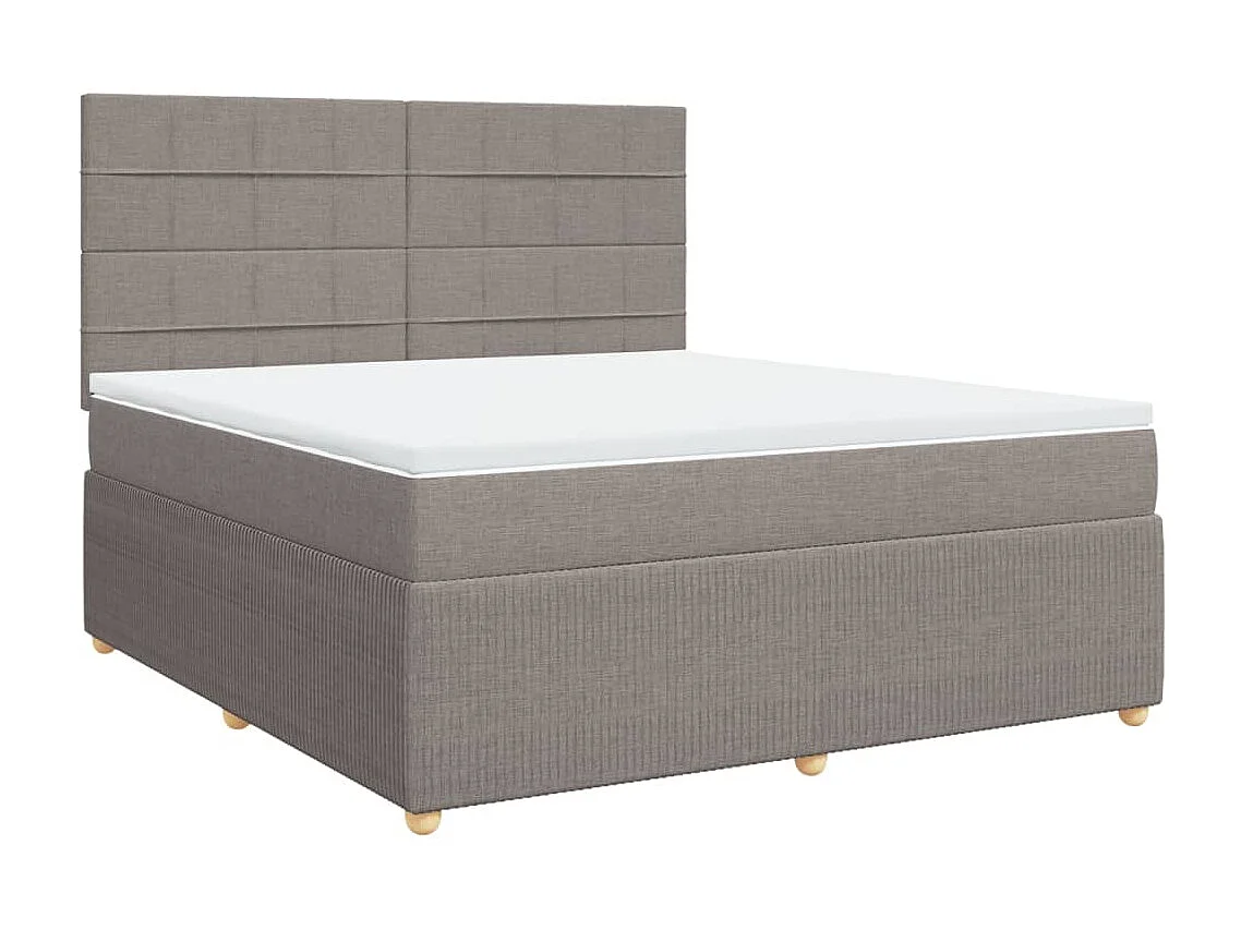 Cama box spring con colchón tela gris taupe 180x200 cm