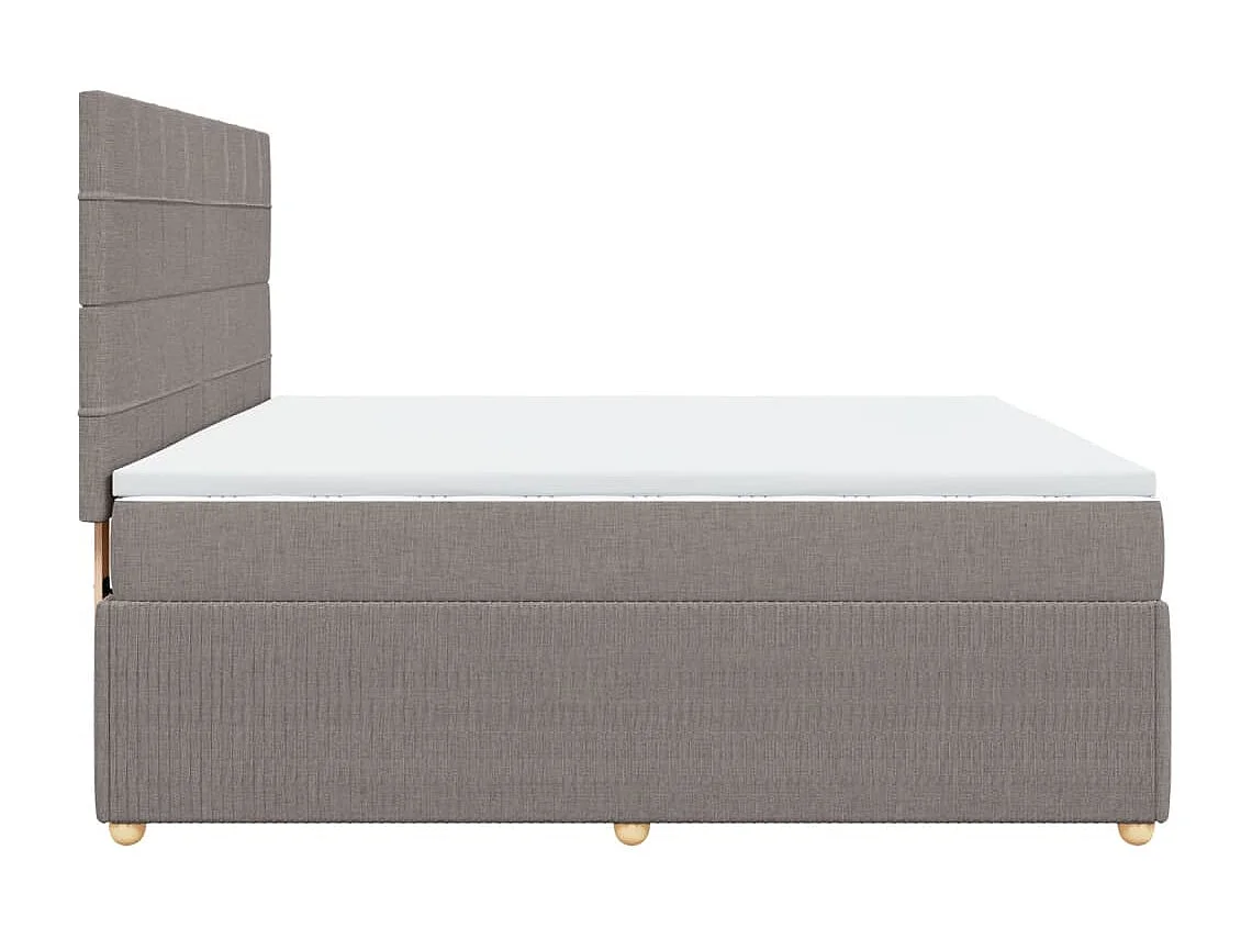 Cama box spring con colchón tela gris taupe 180x200 cm